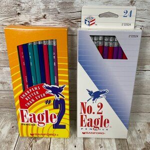 Lot of 2 Vtg 1998 1999 Sanford Eagle No 2 Wooden Pencils 24 Ct Box USA NOS NEW